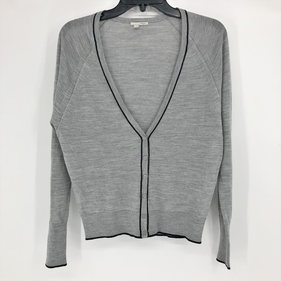 Halogen Womens Cardigan Small Gray Merino Wool Blend Button Front Knit Sweater - Picture 1 of 11